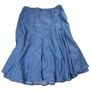 Denim & Co. Women’s Denim Skirt Size Large | Blue Flared Long Skirt
